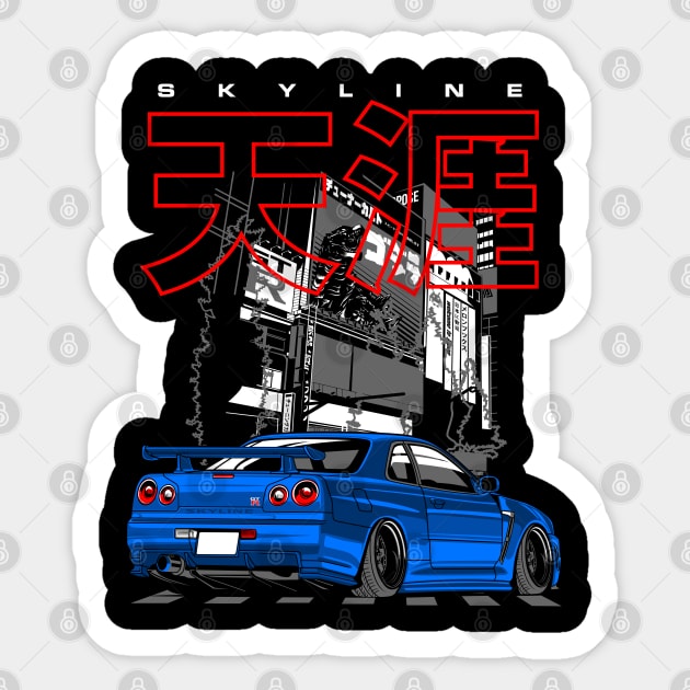 Nissan Skyline R34 GT-R Godzilla Sticker by SpeedPistion